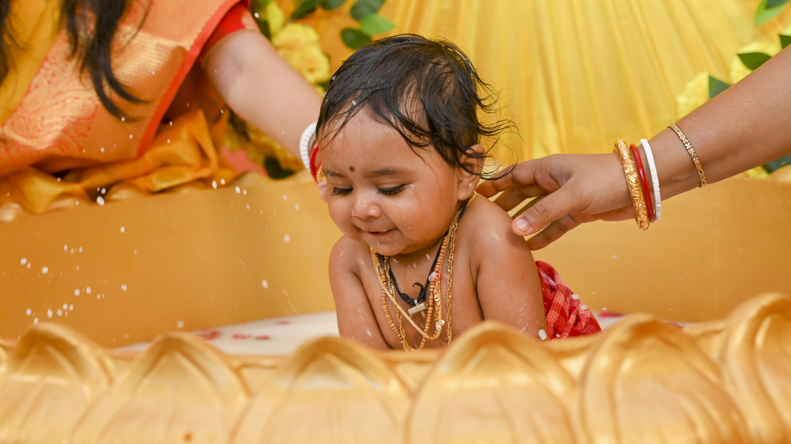 Rice ceremony bath fun