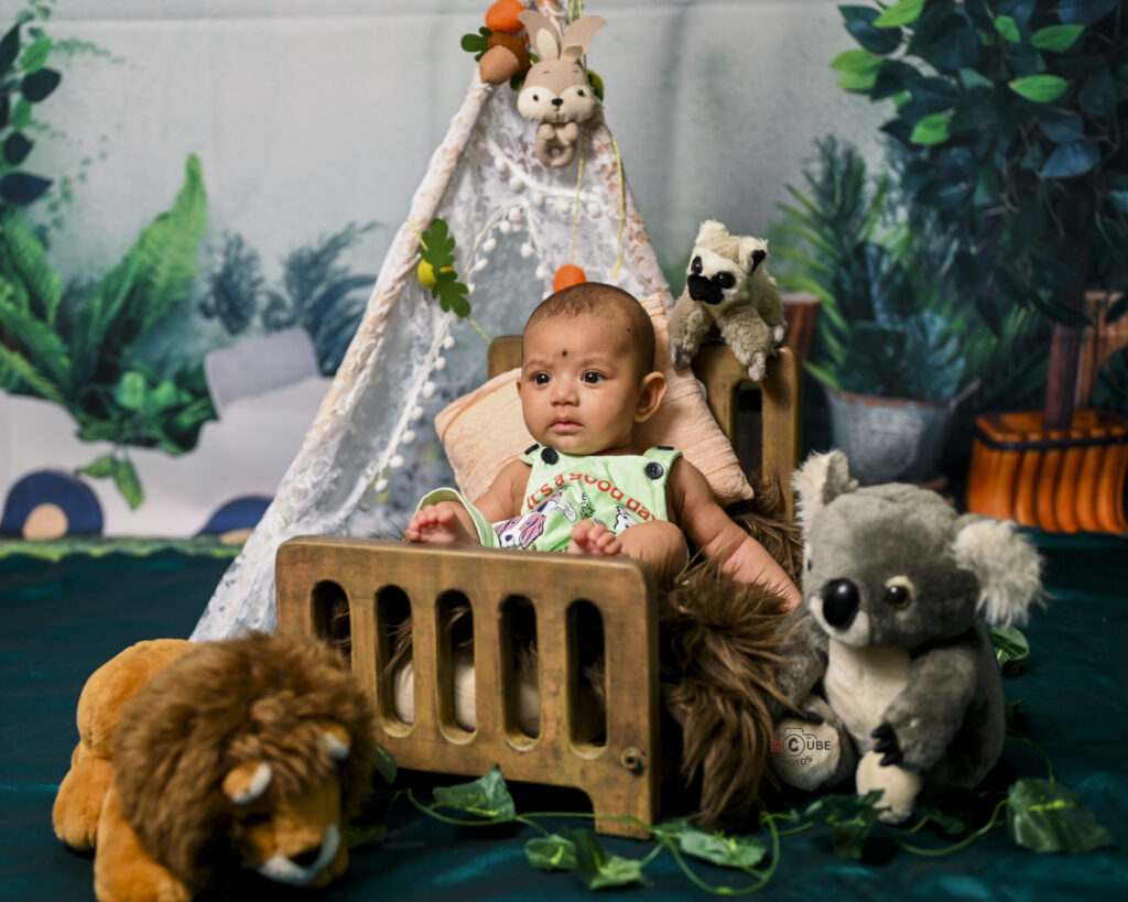 3 Months Baby Jungle Theme Photoshoot