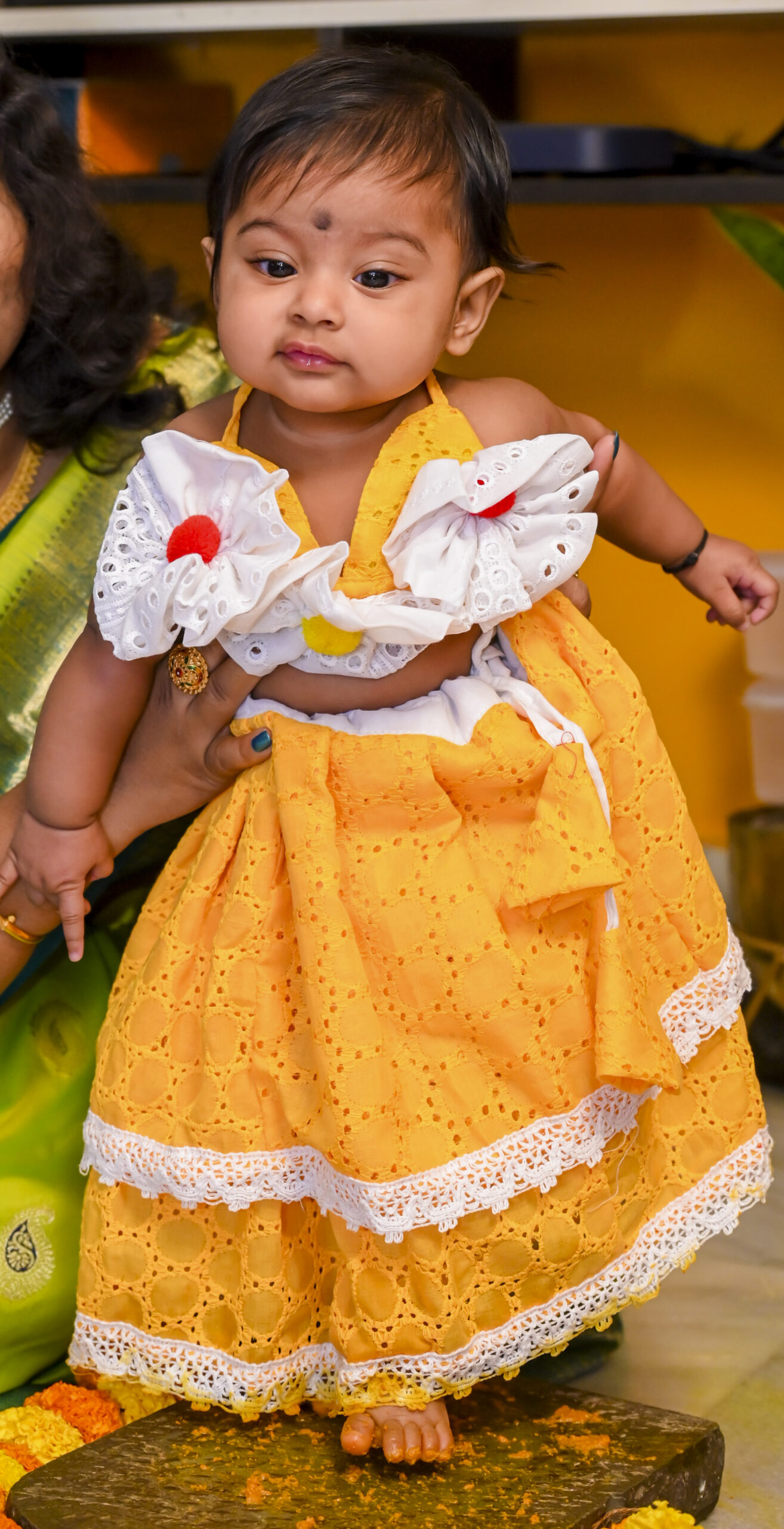 Cute baby pose rice ceremony