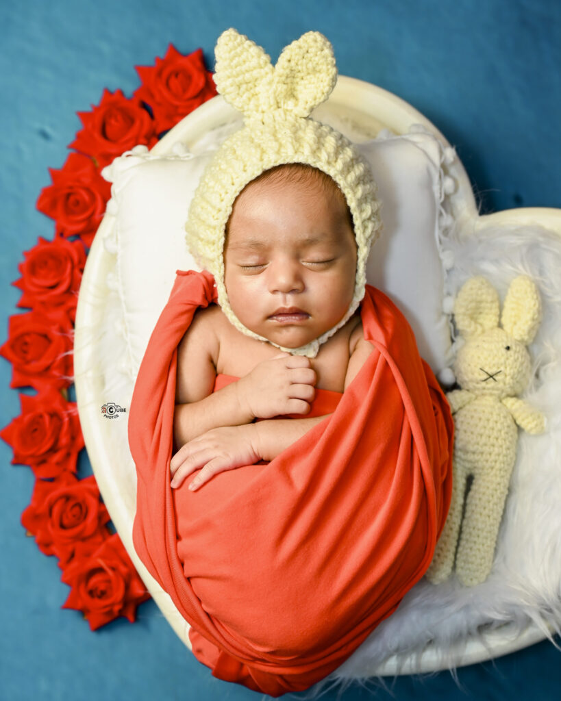 Newborn with Red Rose
