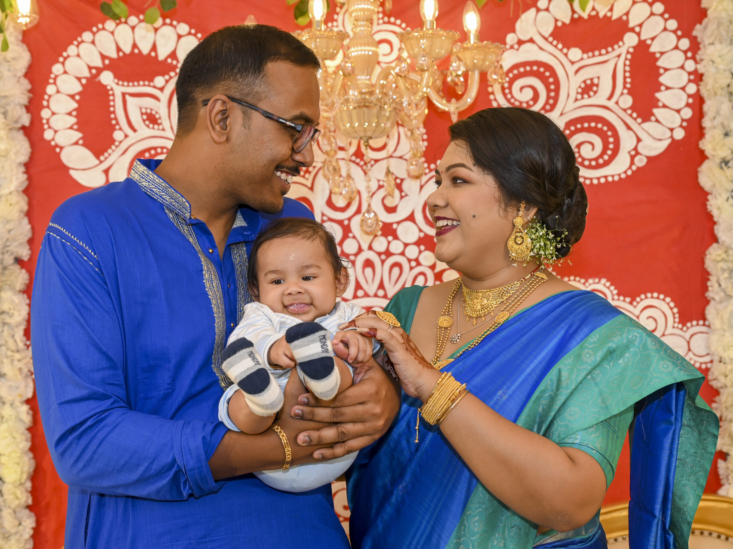 Happy family rice ceremony
