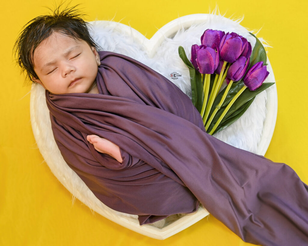 Newborn Purple Wrap in Love Bowl