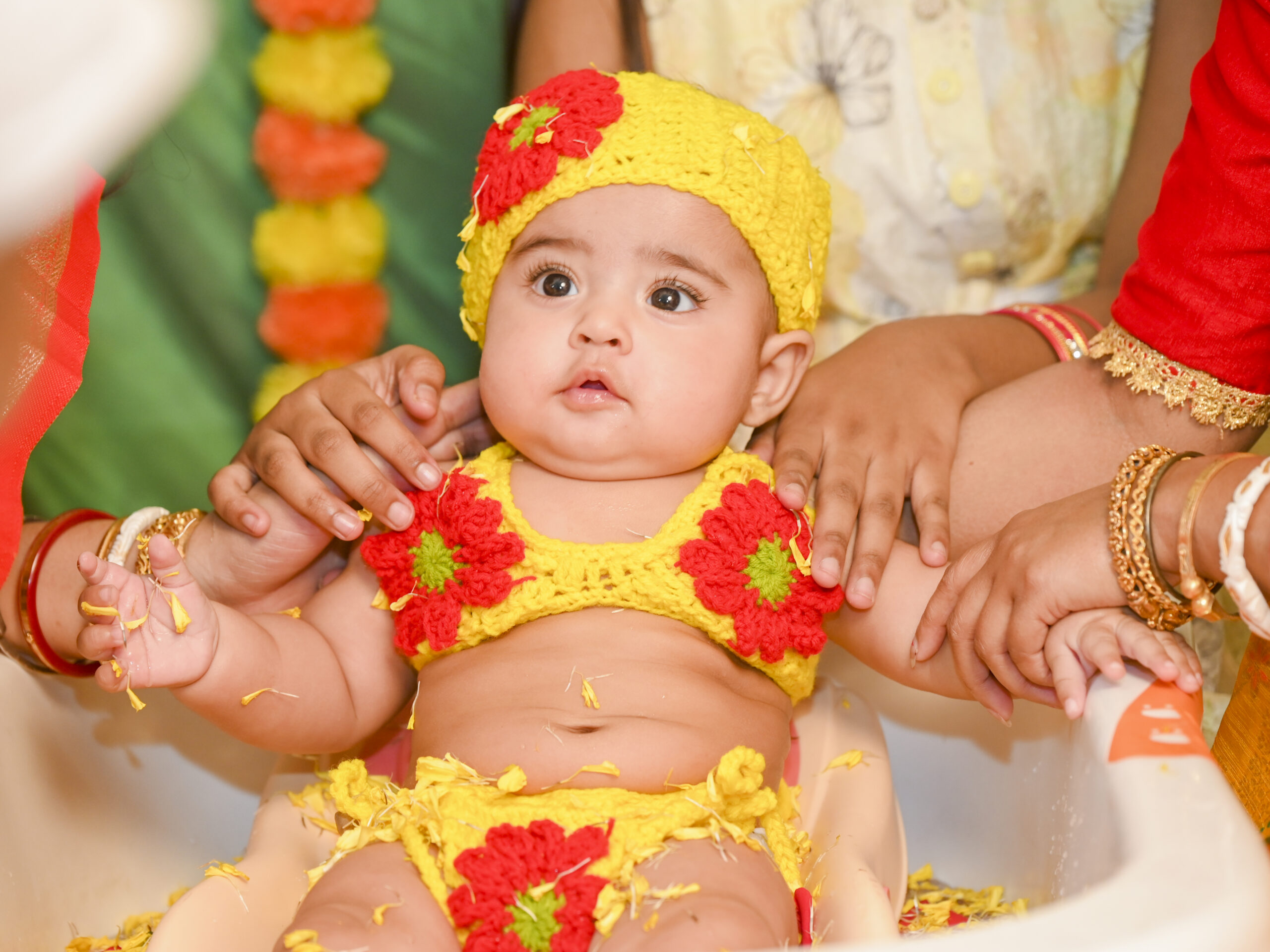 Chubby baby rice ceremony