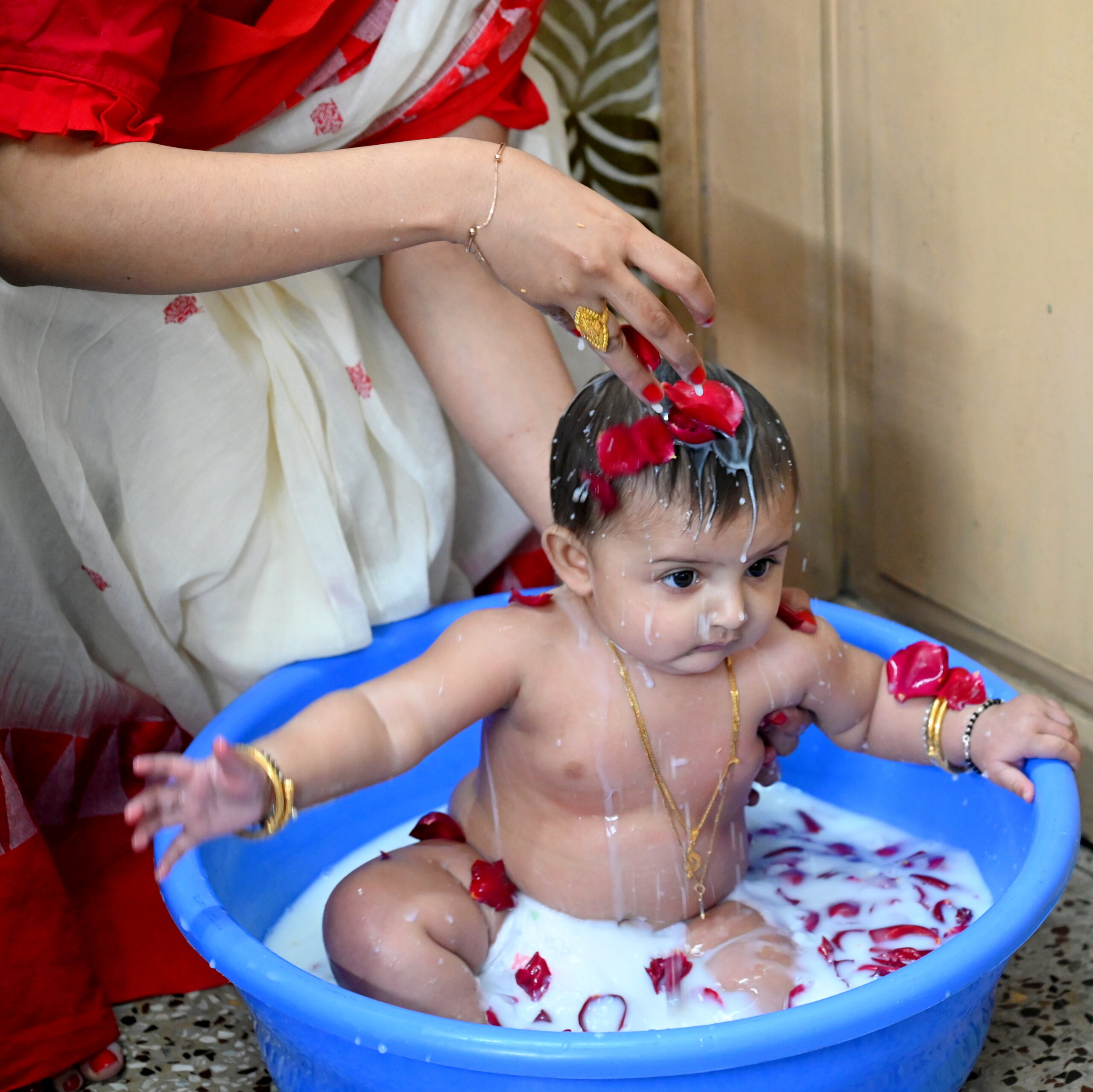 Floral bath rice ceremony