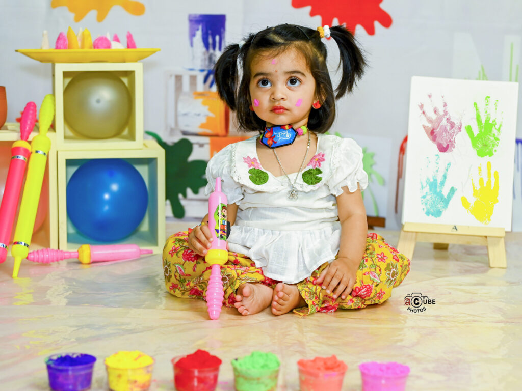 baby girl holi photoshoot