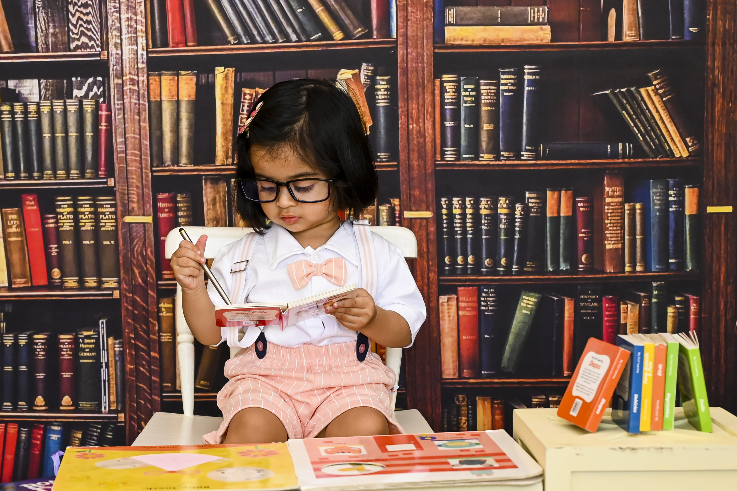 bookworm baby unique pose idea