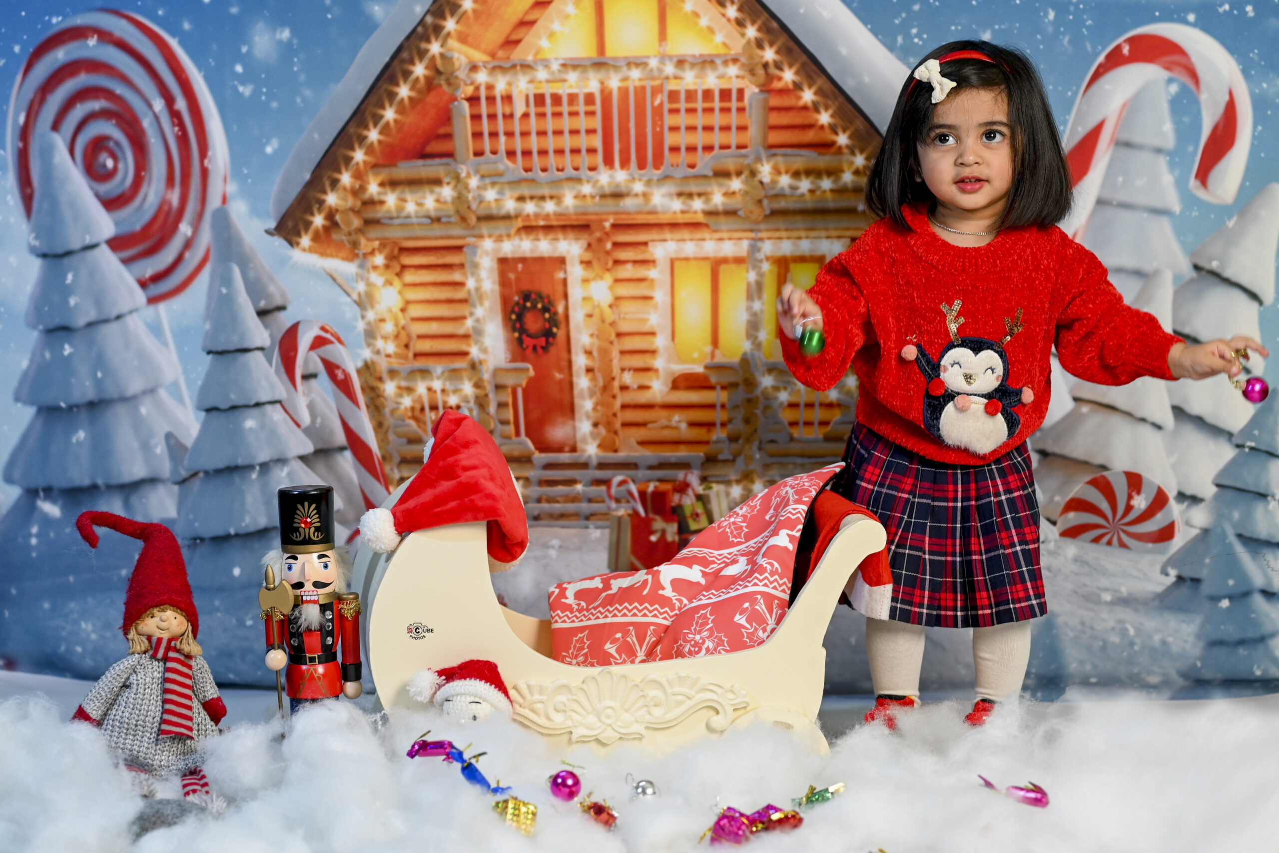 winter wonderland baby girls standing