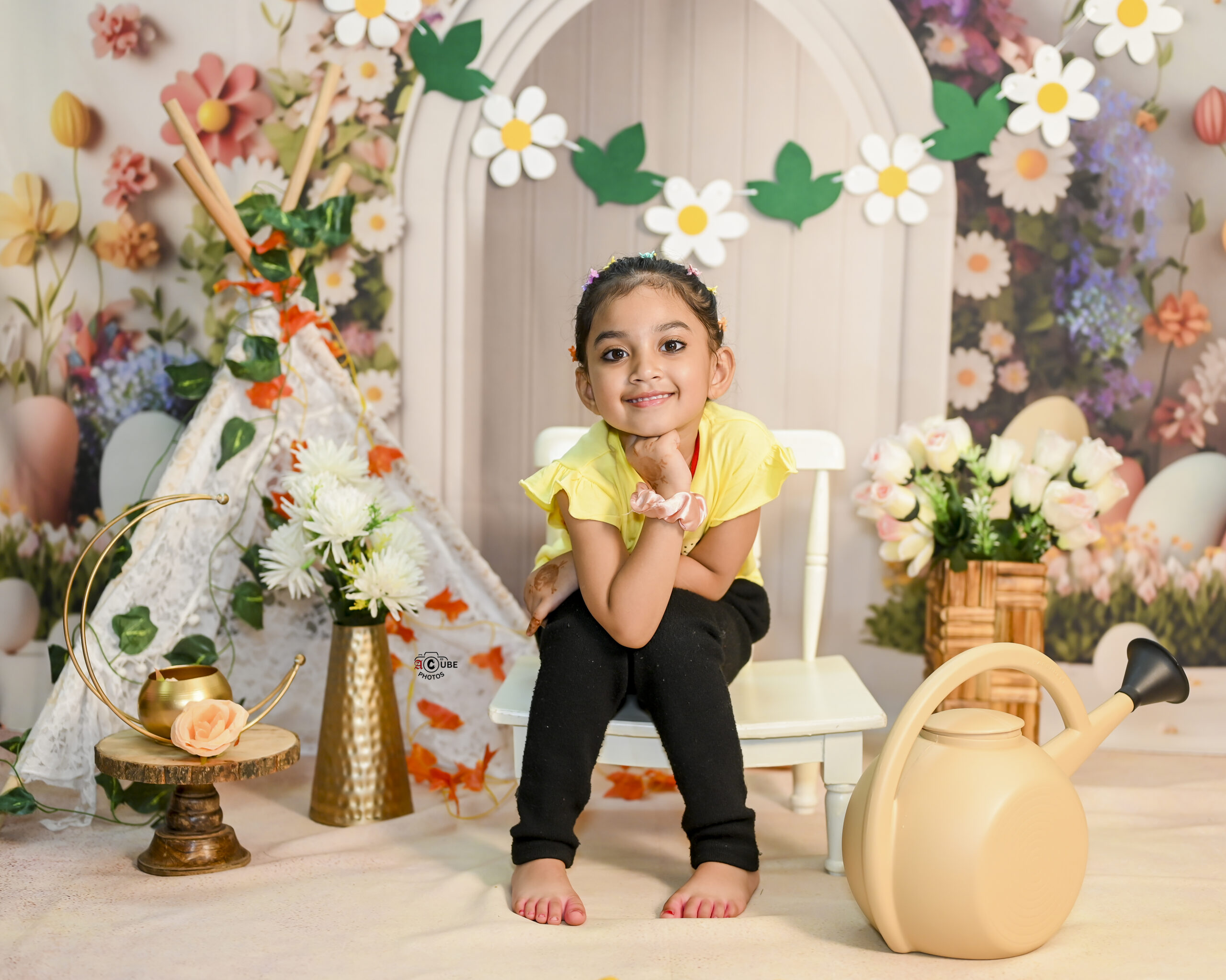 baby girl in garden delight