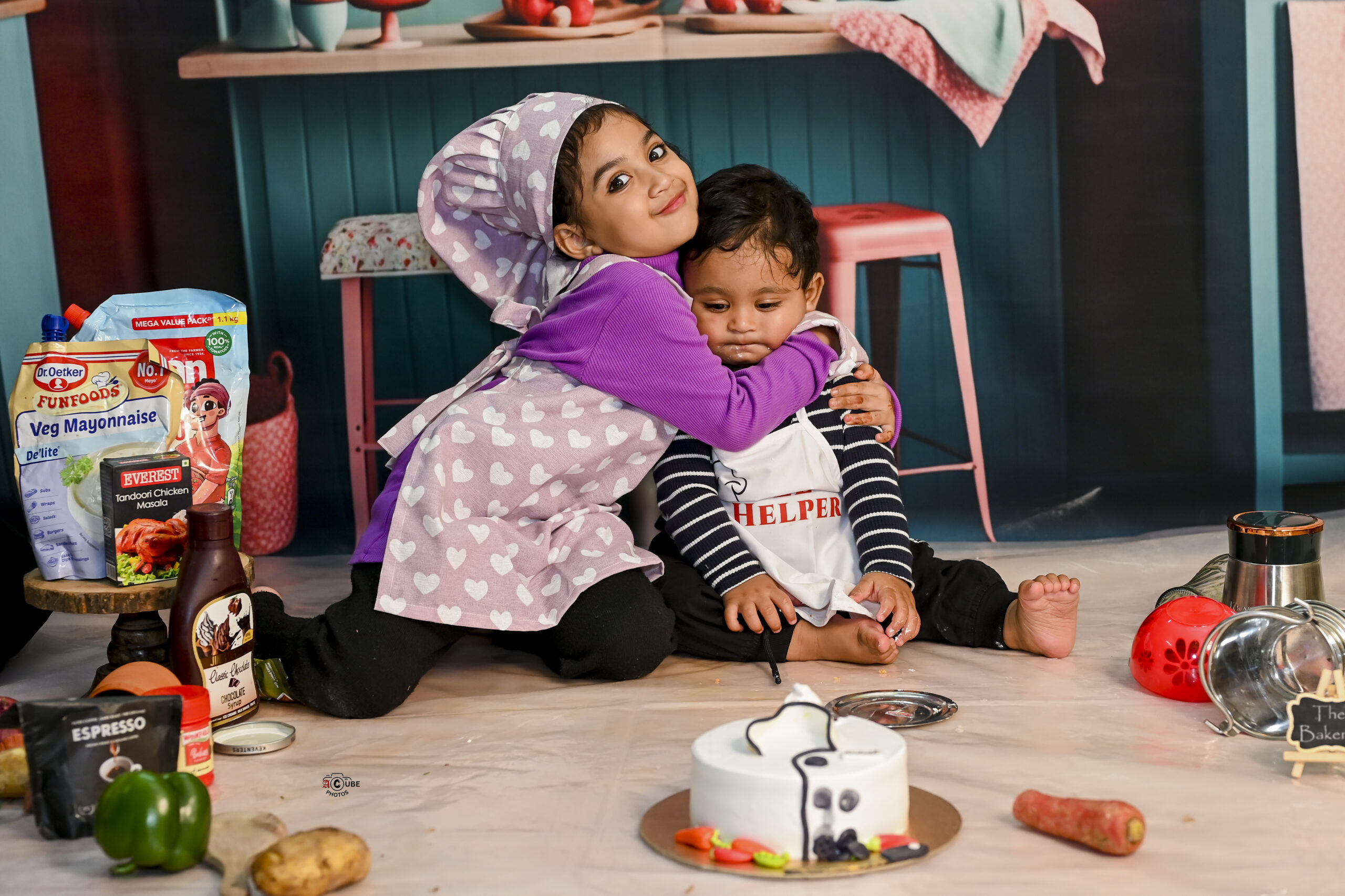 sibling photoshoot little chef