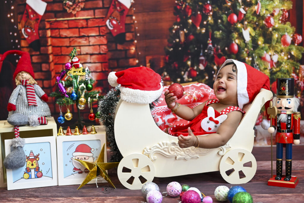 cozy christmas smiling baby