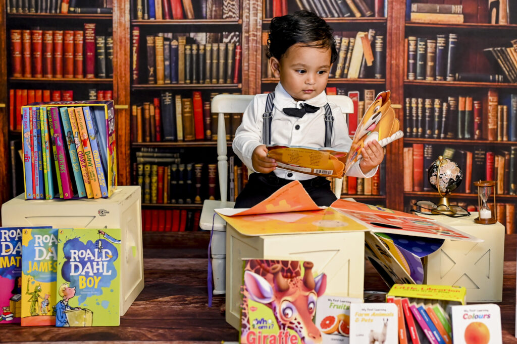 bookworm baby reading book