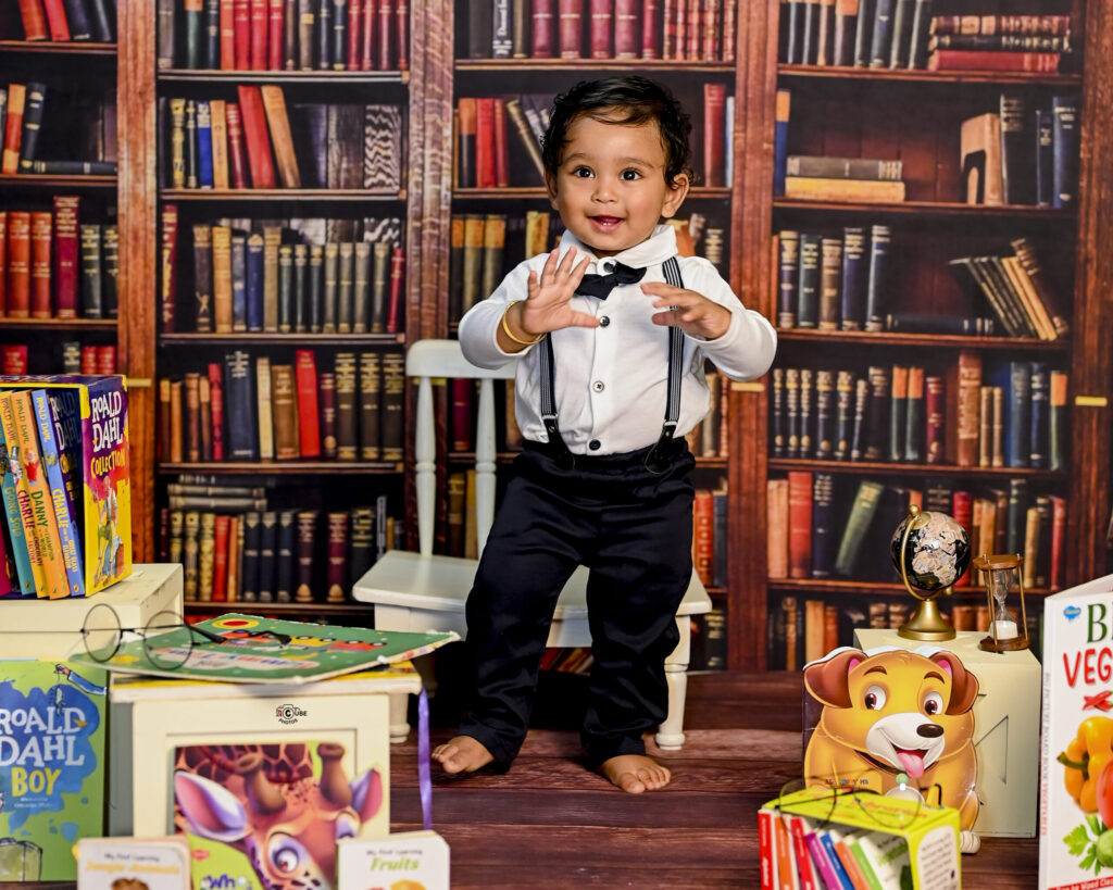 bookworm baby photoshoot boy