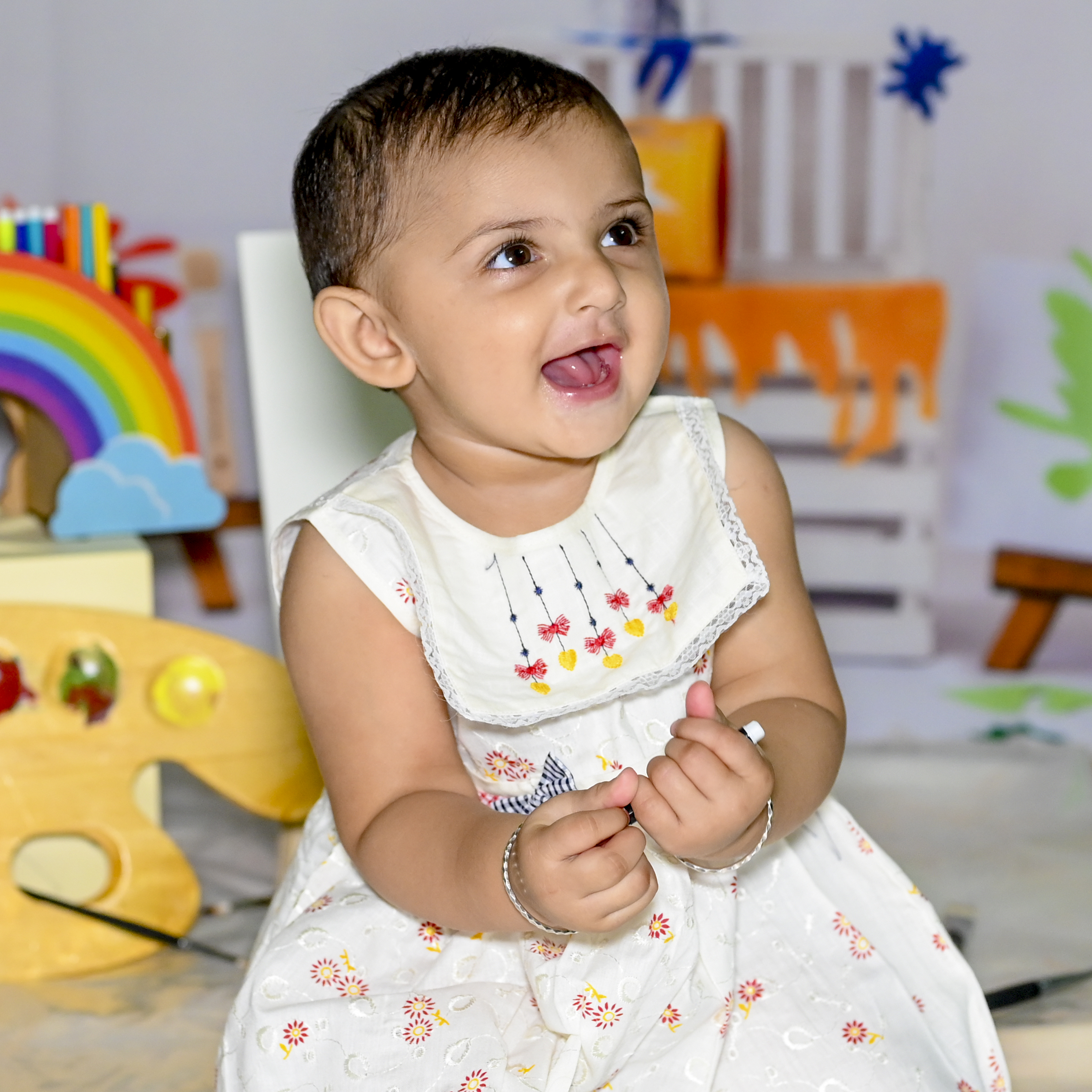 palette of joy portrait theme of baby girl