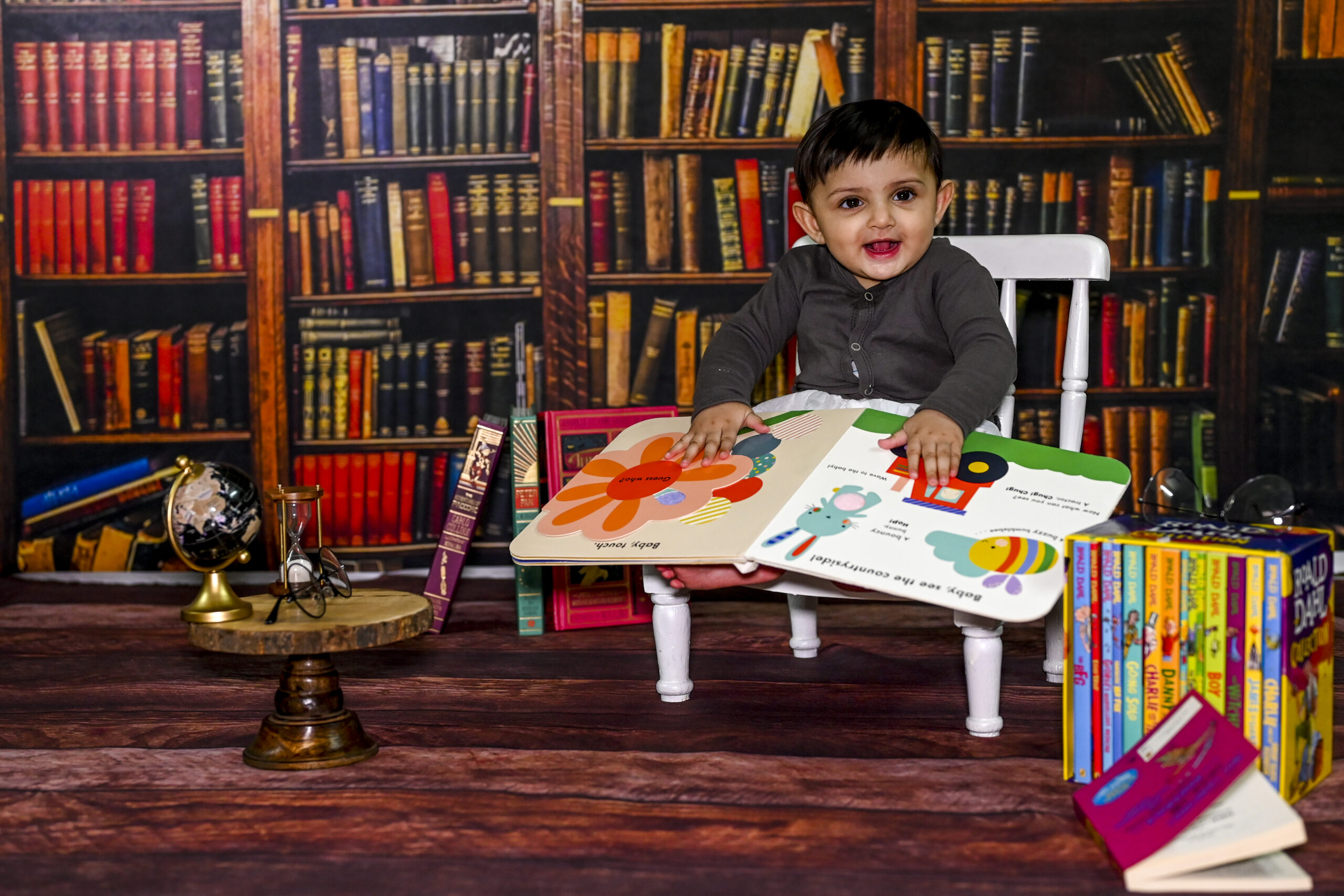 bookworm baby cute pose
