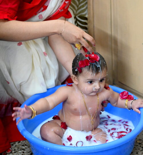 Floral bath rice ceremony